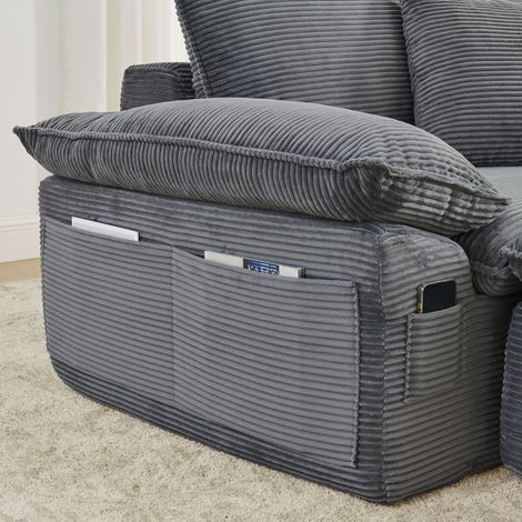 Canapé de sol modulable Cloud Couch 2 places sans structure avec repose-pieds, poches de rangement, transformable en fauteuil-lit