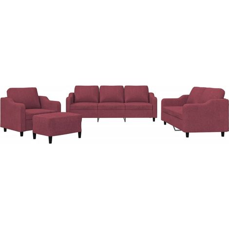Maison Exclusive - Ensemble de canapés 4 pcs avec coussins Rouge bordeaux Tissu (1/5)