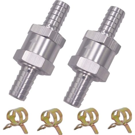 CHOYCLIT - 2 válvulas de retención de combustible de aleación de aluminio de 6 mm, válvula de retención antirretorno para sistemas de combustible de baja presión de carburador diésel y gasolina (6 mm) (1/4)