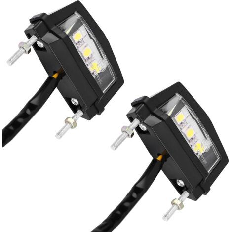 Feu de Plaque d'Immatriculation 12V Universel Feu de Plaque d'Immatriculation LED Moto Feu de Plaque d'Immatriculation Arrière Blanc (2 Pcs)