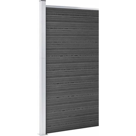 Panneau de clôture de Jardin,design simple WPC 95x186 cm Noir -47646 (1/5)