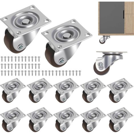 12 Pcs Petite Roulettes pour Meubles Lourds, 23 mm Mini Roulettes Pivotantes pour Meubles,Roulette Charge Lourde en Caoutchouc à 360 Degrés (1/5)