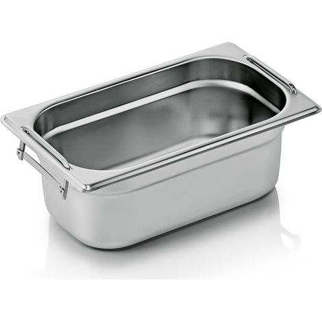 Bac inox GN 1/4 H 100 mm 2,8 ltr poignées rabattables GN CORE - Was Germany (1/2)