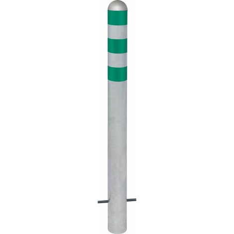 MORAVIA Schutzpoller CITY Stahl feuerverzinkt H 1.200 mm grüne Reflexringe Alu-Kappe zum Einbetonieren (1/2)