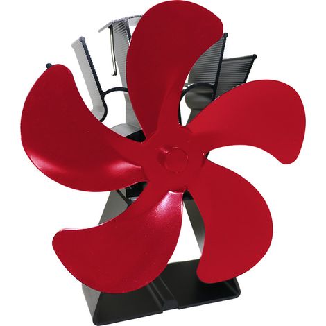 Ventilateur de cheminée, ventilateur à bois à énergie thermique, conception silencieuse, adapté aux maisons écologiques-rouge à 5 pales