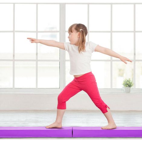 Développer l'équilibre à la maison : poutre de gymnastique au sol violette, 2 parties connectables en EVA légères (1/5)
