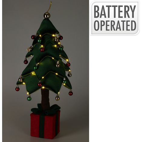 Arbol de navidad con led, blanco cálido, a pilas, 70 cm. (1/2)