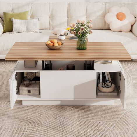Table basse relevable double, rangement caché, 50 kg (1/5)