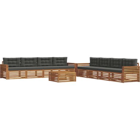 Conjunto de sofás de exterior 9 uds. Natural y Antracita vidaXL (1/5)