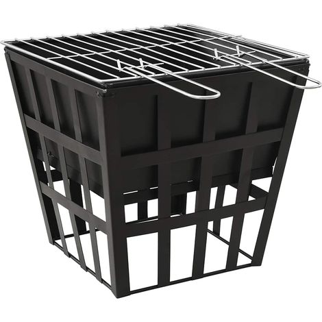 vidaXL Braciere e Barbecue 2 in 1 34x34x48 cm in Acciaio