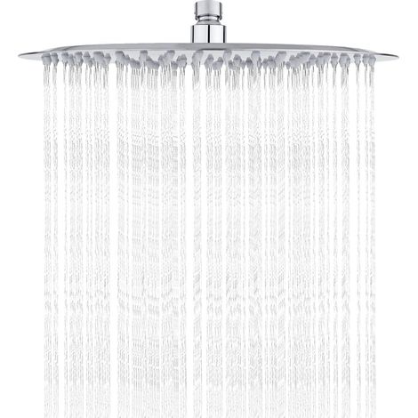 Tete de Douche Inox - Douche Economie d'Eau, Pommeau de Douche Ronde 30CM, Tete de Douche Pluie Universelle Filetage 1/2 Pouce, Rotatif 360°, Inclinable 30°, Facile à Installer et à Nettoyer