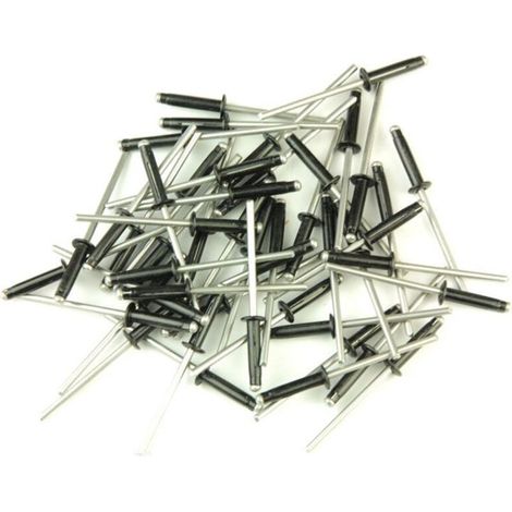 Remaches Trigrip negros de 4 mm x 20 mm – Paquete de 75 remaches de aluminio para matrículas – Sujeción fuerte y duradera