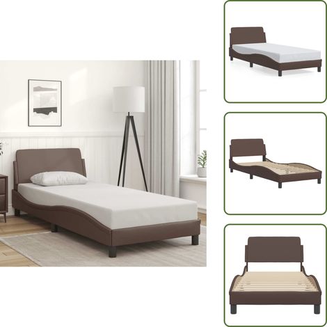 The Living Store Bettgestell "Dover" Braun 80x200 cm Kunstleder - Kunstlederbett (1/5)