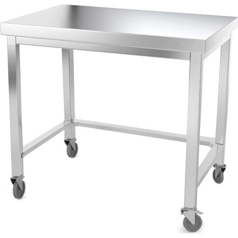 Table de travail en inox 1000 x 600 mm avec renfort sur roulettes PREMIUM - GOLDINOX