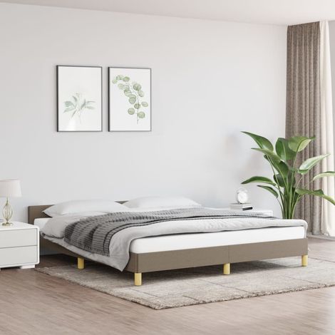 Lit adulte, Cadre de lit avec tête de lit, Structure de lit Taupe 160x200 cm Tissu CDE76809 (1/5)