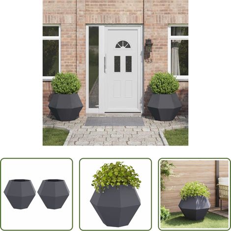 Außenpflanzer - Pflanzkübel 2 pcs Anthrazit 75 x 75 x 60 cm Stahl (1/5)