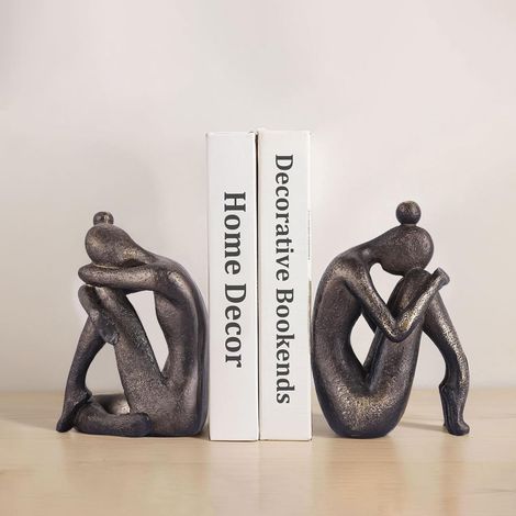 Lot de 2 serre-livres résine uniques avec design créatif pour ajouter une touche d'originalité à votre bureau ou salon