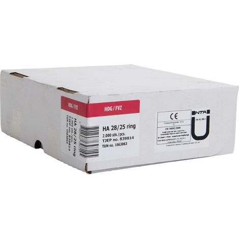 TJEP 2000 Pointes annelées Haften HA28/25 - Tête plate - Galvanisé - 839814 - 2.80 mm - x 2000 - 25 mm
