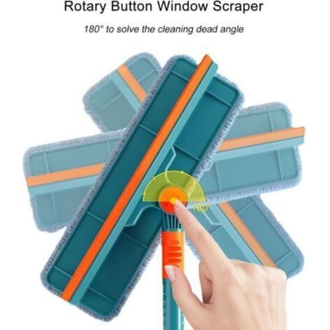 Kit de nettoyage de vitres professionnel 2 en 1, avec manche télescopique (longueur 1,35 m) et raclette pour vitres intérieures.