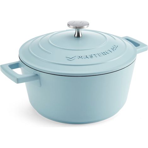MasterClass Casseruola piccola con coperchio di 2,5 L/20 cm, in alluminio fuso leggero, adatta per induzione, forno e fornelli, colore blu cielo