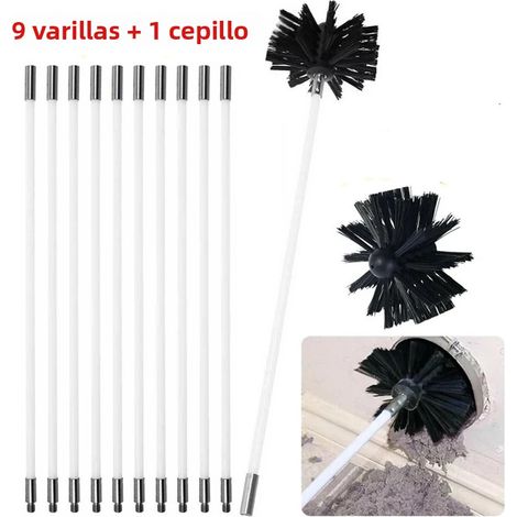 Kit de ramonage flexible (9 pièces) comprenant brosse et tige de ramonage (1/5)