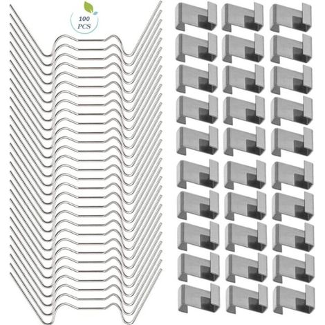 YMYNY 100 PCS Clips de serre pour verre, Clips de fenêtre de serre en acier inoxydable Accessoire pour serre(50 PCS 304 Clips de fil en acier inoxydable W, 50 PCS de chevauchement en acier inoxydable (1/4)