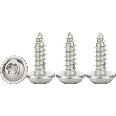 50 Pièces - Vis à Tôle - Vis Autoperceuse - Acier Inoxydable A2 V2A - Entraînement Torx TX20 - Pour Bois et Métal - Argenté - M4x10mm (1/5)