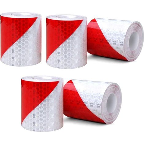 5 pcs Bande réfléchissante,5cm×3m prismatic étanche inclinés Forme de sécurité Rouleau de ruban de signalisation Vinyle autocollant Sécurité ruban adhésif (1/4)
