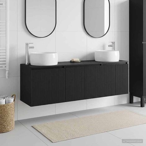 vidaXL Bathroom Cabinet Set 3 pcs Black 161.5 x 44.5 x 80 cm (1/5)