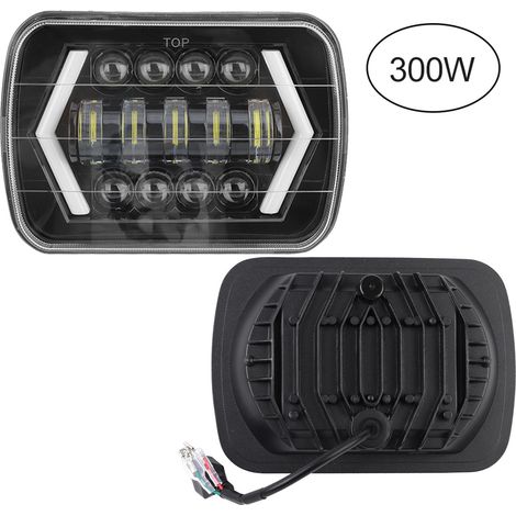 Projecteur LED 7 pouces 300W coque aluminium lampe carrée avant compatible Jeep Wrangler, phare étanche (1/5)