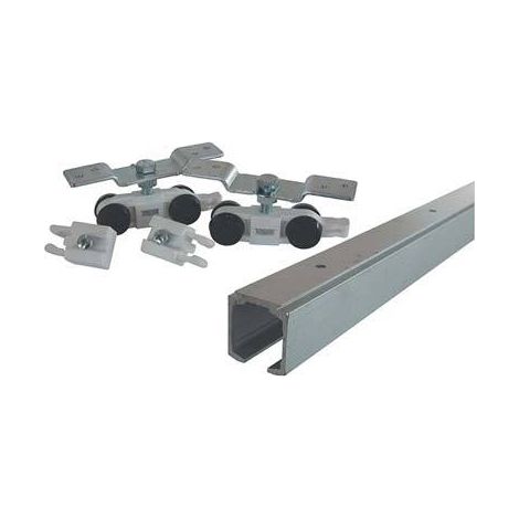 Kit Per Porte Scorrevoli Con Binario In Alluminio - cm.230 porte cm.111-130 portata Kg.80