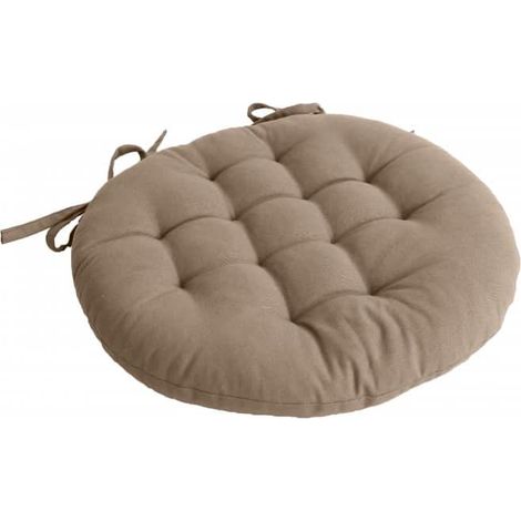 Homemaison – Galette de chaise ronde matelassée 38 cm – 100% coton – Finition nouettes – Lavable à 30°