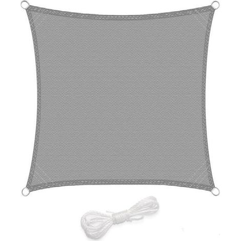 Voiles d'ombrage,carré 4x4m, Respirante en HDPE,Protection Solaire, Anti 85% UV, pour Jardin terrasse Camping,Gris Clair (1/5)