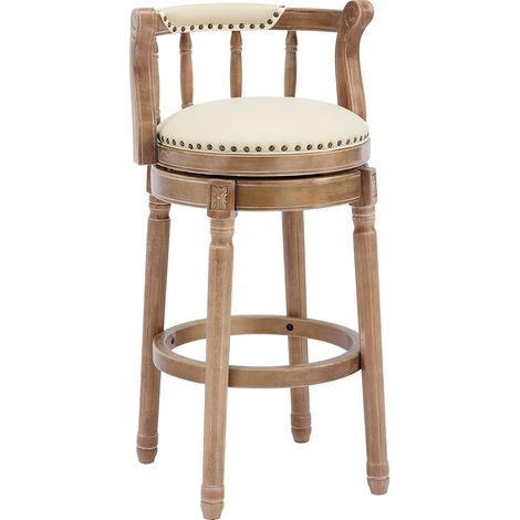 Lot de 2 tabourets de bar en cuir véritable,pivotants 360°,avec dossier,pour cuisine,bar à domicile et salle à manger.-Da