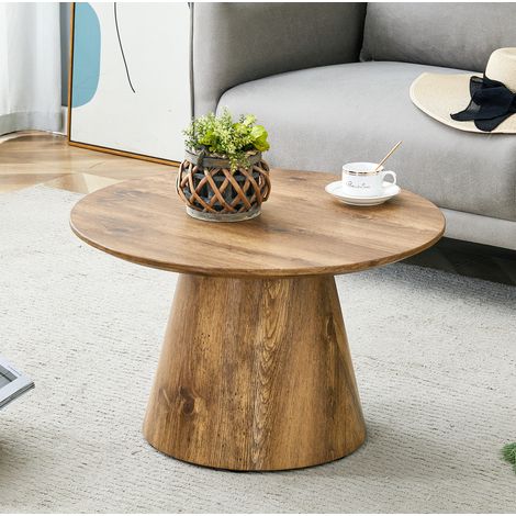 Tavolo rotondo salotto MDF effetto legno 60x35 cm OKMYHOME (1/5)