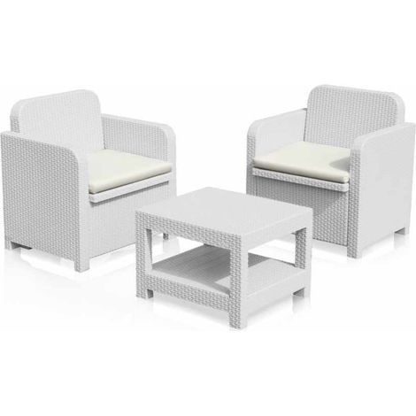 Outdoor Garten Lounge Sessel Grand Soleil Giglio Bar Rattan 2 Sitzer - Weiß