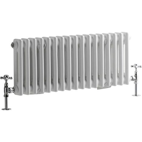 Hudson Reed – Radiateur horizontal rétro blanc à colonnes 2 x 17 – Puissance 545 Watts – Dimensions 30 x 78,5 cm – Acier époxy haut de gamme