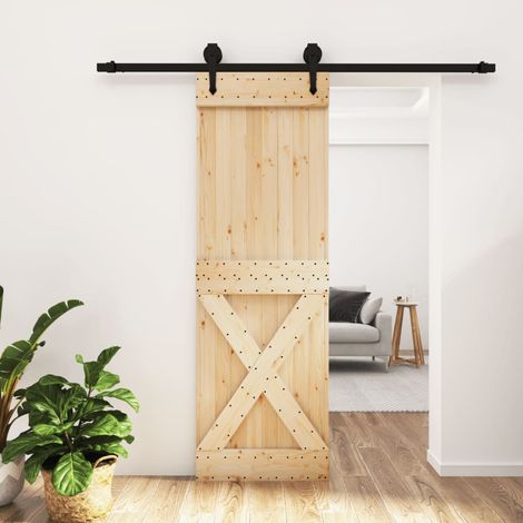 Puerta corredera con herrajes madera maciza de pino 70x210 cm vidaXL (1/5)