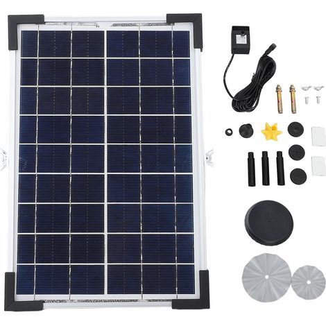 Ortviai Pompe à eau solaire pour fontaine extérieure – 150 cm de hauteur, 200 L/h, kit complet avec panneau solaire
