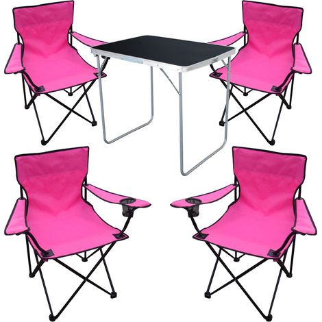 5-tlg Campingsessel Pink + Campingtisch-MMC330871B+4xMPO2471 (1/5)
