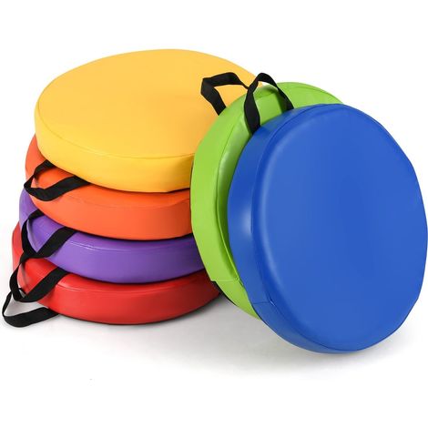 Lot de 6 coussins de sol ronds pour enfants, 35 x 35 cm, faciles à nettoyer (1/5)