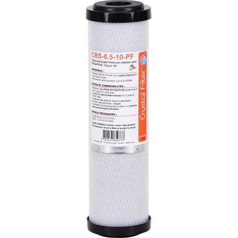 Cartouche CBS-0.5-10 PF charbon actif 10'' - 0,5µm - Crystal Filter® (1/3)