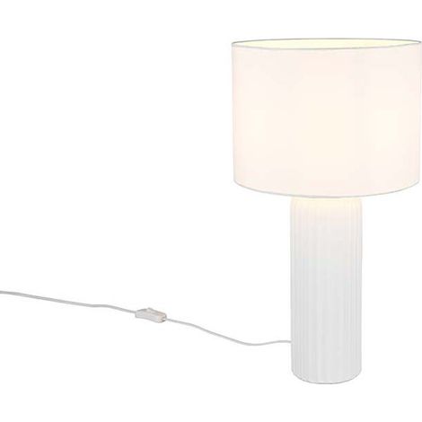 Lampe de table lampe de chevet blanche céramique lampe de salon textile lampe de lecture lampe de table, 1x E27, DxH 28 x 51 cm (1/5)