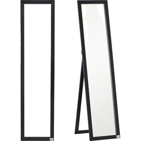 Espejo de cuerpo entero, para colgar en la pared o de pie, diseño resistente, color negro. (1/2)