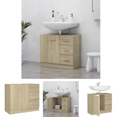 Waschbeckenunterschrank Sonoma-Eiche 63x30x54 cm Spanplatte (1/5)