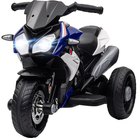 Moto électrique enfant 3 à 5 ans 3 roues 86 x 42 x 52 cm phares led autonomie 45 min design moderne salon en PP bleu (1/5)