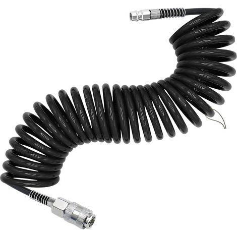 Flexible Compresseur Air max 10 Bar, 5 x 8 mm Tuyau Compresseur D'air avec Connecteur 1/4", 6 m Tuyau Pneumatique, Noir, pour Alimentation en Air Comprimé (1/5)