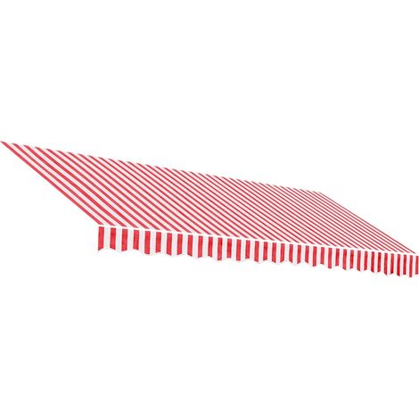 Maison Exclusive - Tessuto di Ricambio per Tenda da Sole Rosso e Bianco 380x345 cm Poliestere (1/5)