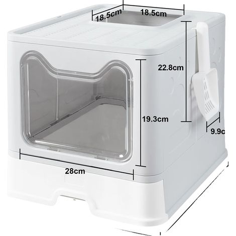 Arenero para gatos, cajón fácil de limpiar, diseño portátil, color gris. (1/2)