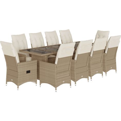 Maison Exclusive - 11-tlg. Garten-Bistro-Set mit Kissen Beige Pol (1/5)
